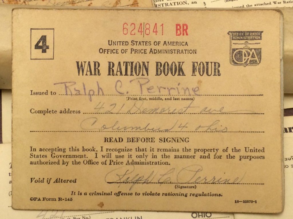 Ration Book containing Ration Stamps.